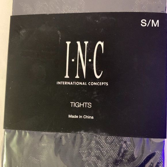 INC Semi Opaque Jacquard Floral Tights Black - Picture 3 of 5